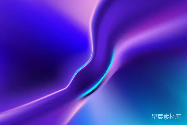 高清摄影 蓝色和紫色的抽象流体形状，带有霓虹光效