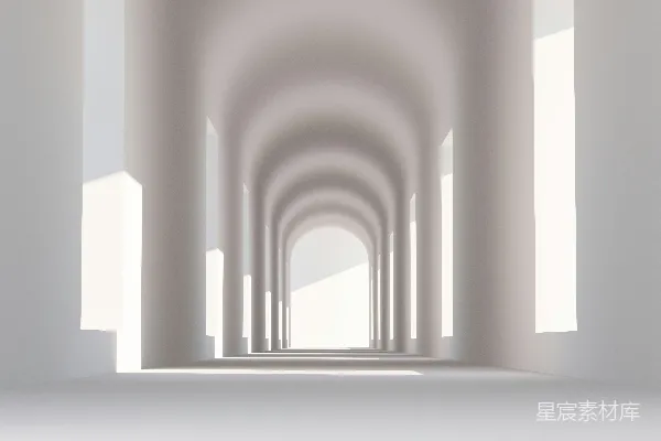高清摄影 一个白色的房间，一排长长的窗户。
