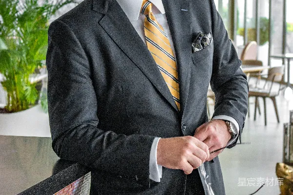 高清摄影 一个穿着西装的男人手里拿着一条领带。