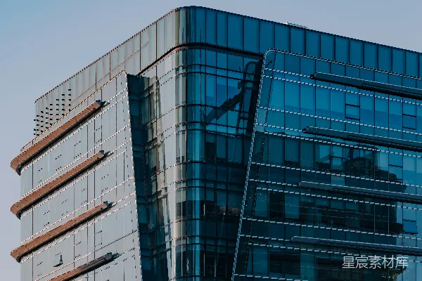 高清摄影 现代玻璃建筑，带有蓝色反光窗户