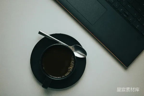 高清摄影 银勺子放在黑色的圆盘上