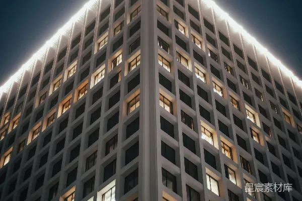 高清摄影 一幢非常高的建筑物在夜间亮起灯光。