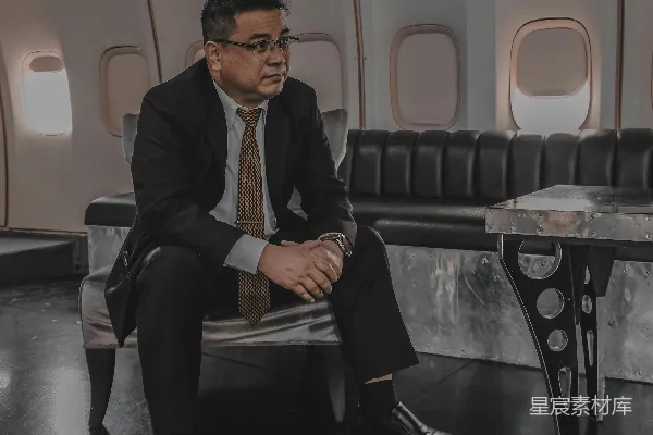 高清摄影 一个穿着西装打着领带的男人坐在长椅上