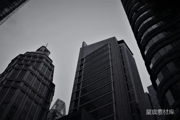 高清摄影 一幅黑白照片中的高楼大厦
