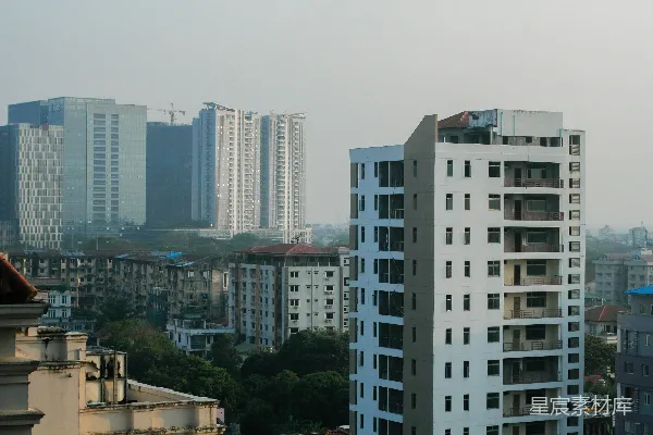 高清摄影 一座高层建筑上俯瞰的城市景色