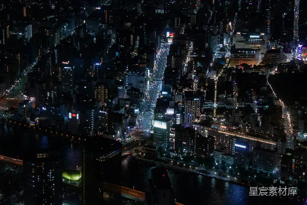 高清摄影 夜晚城市高空俯视图