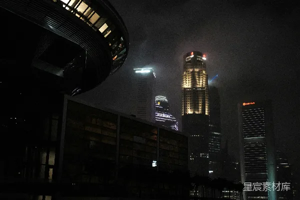 高清摄影 高层建筑在夜间