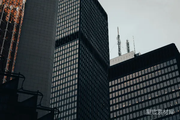 高清摄影 几栋高大的建筑并排坐落在一起。
