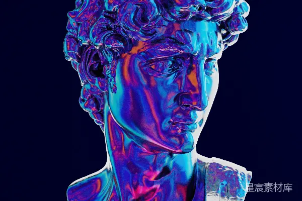 高清摄影 一张蓝色和紫色相间的男人头像照片