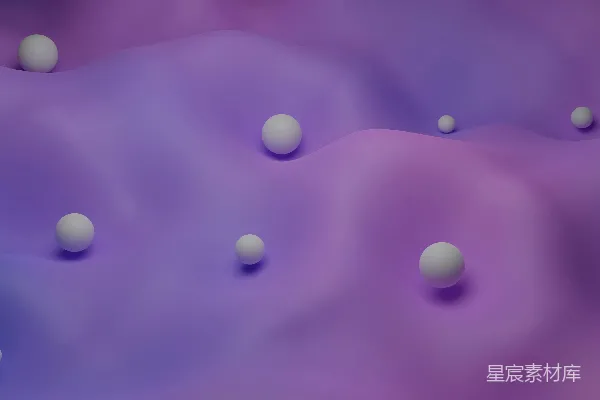 高清摄影 一组白色球体漂浮在紫色背景之上