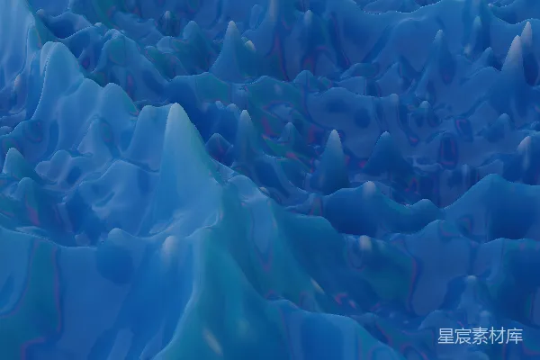 高清摄影 蓝色的波状地形，带有山峰