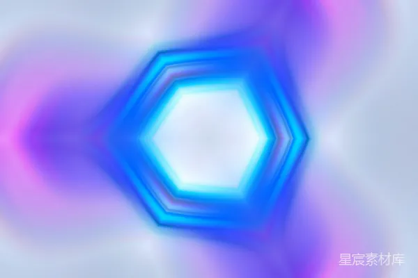 高清摄影 蓝色和紫色的六边形图案，中心发光