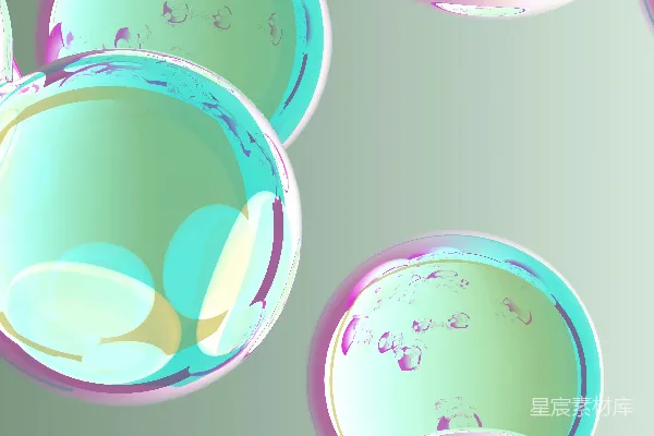 高清摄影 彩虹色的球体漂浮在渐变背景前。
