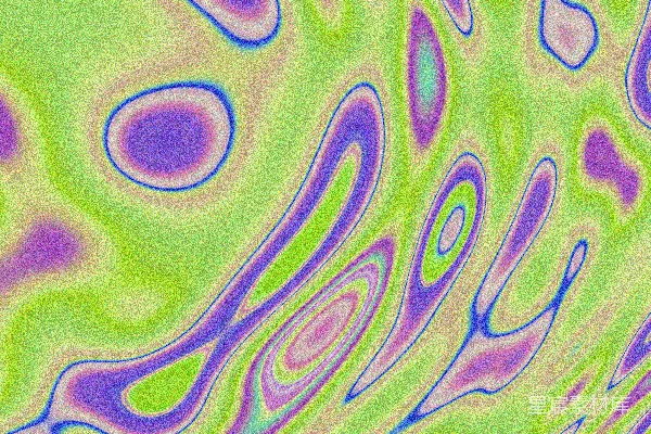 高清摄影 霓虹绿色和紫色的抽象波浪图案。