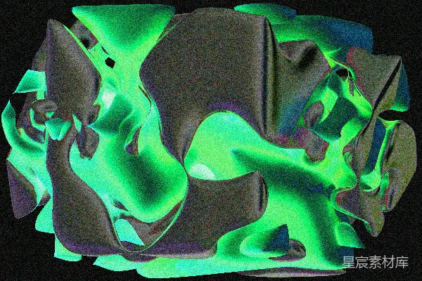 高清摄影 抽象的绿色和灰色漩涡在黑色背景上。
