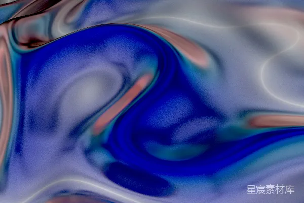高清摄影 一幅蓝粉相间的抽象画作，背景为黑色。