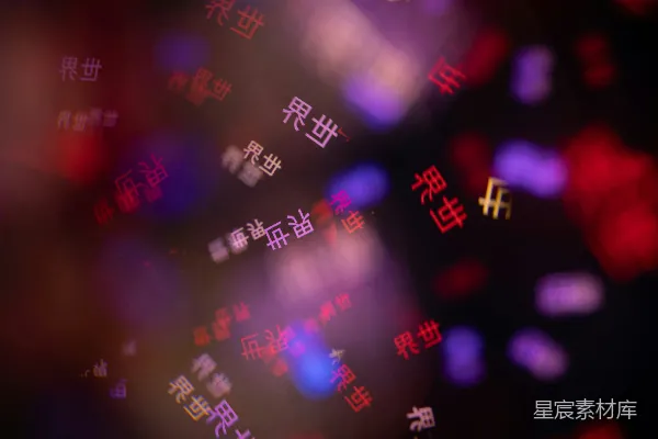 高清摄影 带有中文字符的霓虹灯