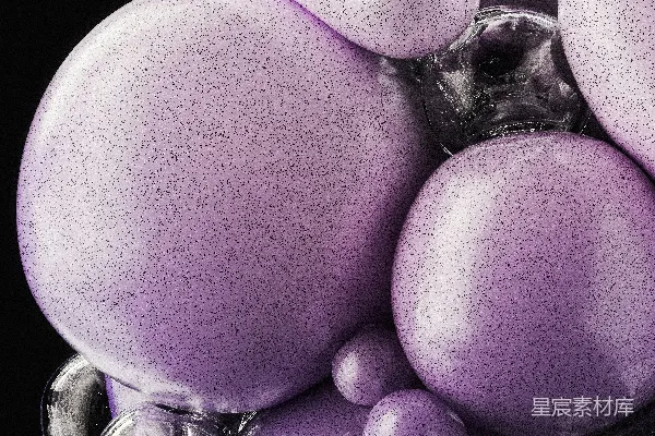高清摄影 一个装满许多紫色球的玻璃花瓶。