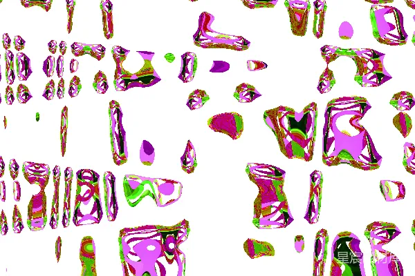 高清摄影 抽象的形状漂浮在明亮的白色背景上。