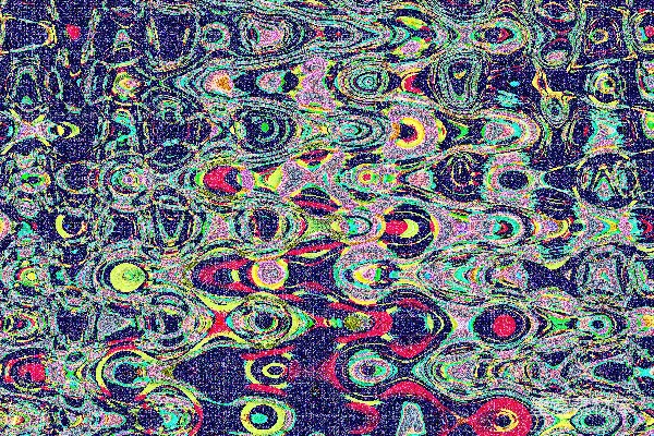 高清摄影 暗蓝色背景上带有彩色圆圈的抽象波浪图案。