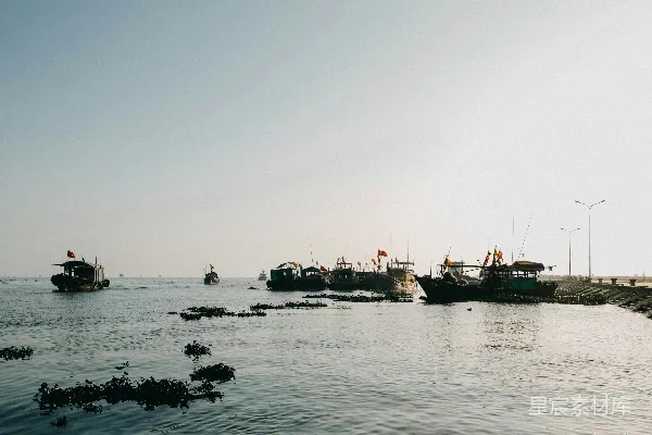 高清摄影 一群船只漂浮在水面上