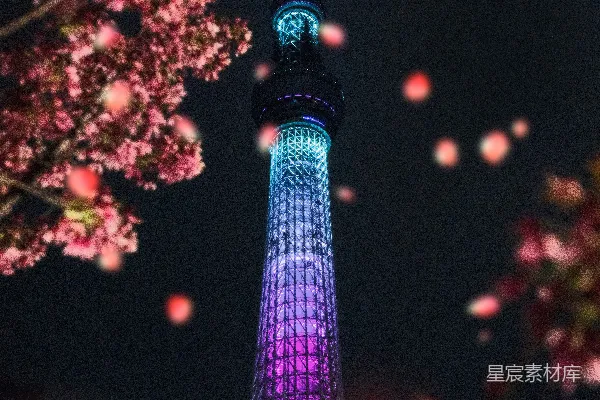 高清摄影 东京塔在夜晚被点亮。