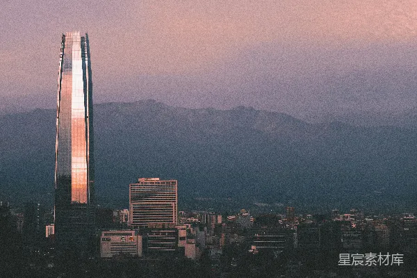 高清摄影 黄昏时分的城市天际线的景观照片
