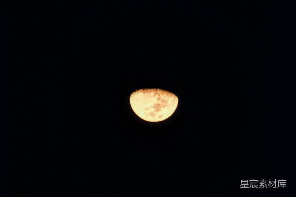 高清摄影 一轮明月在漆黑的夜空中浮现