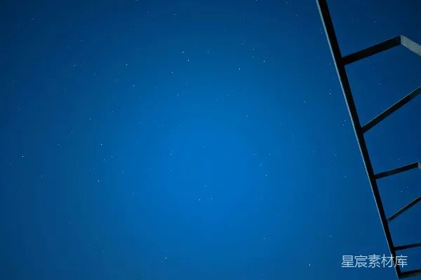 高清摄影 一架梯子直指天空，背景是蓝天。