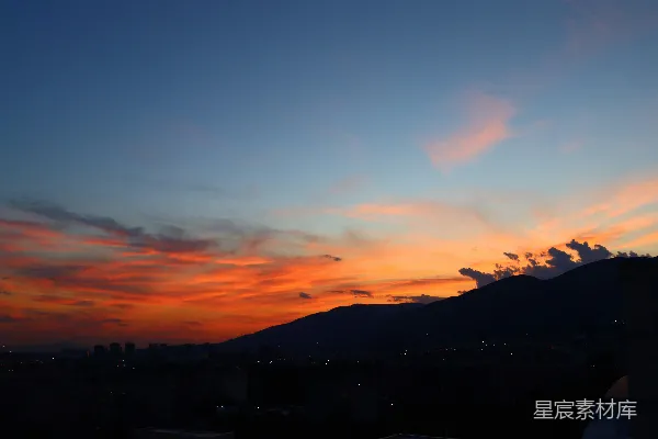 高清摄影 城市上空的落日景色