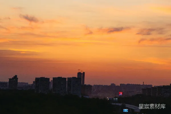 高清摄影 夕阳下的城市景观