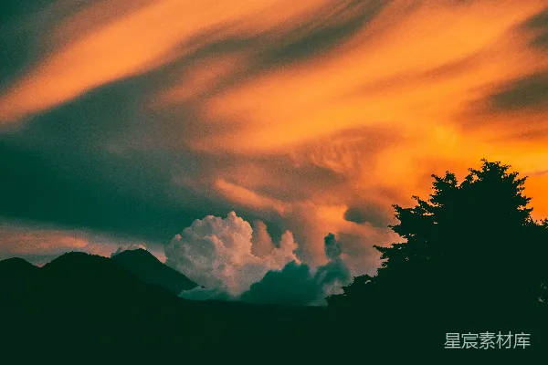 高清摄影 剪影景观上的壮观日落云层