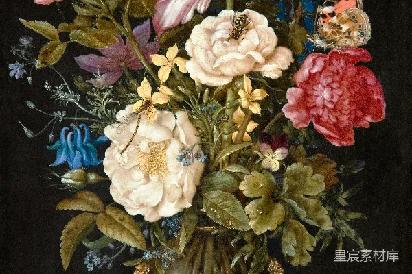 高清摄影 桌子上的一幅花瓶里插着花的画