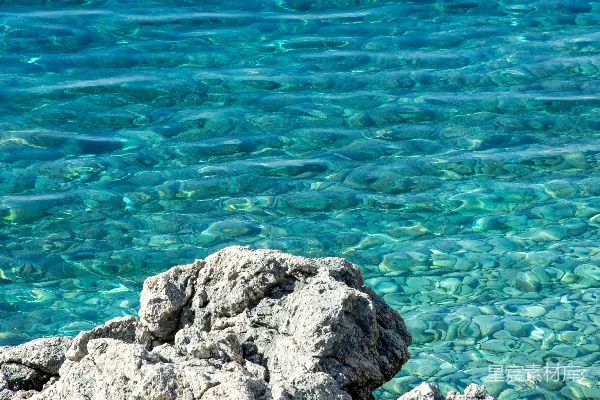 高清摄影 一块石头在水体前