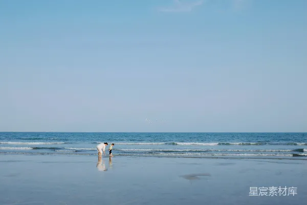 高清摄影 父母和孩子在海滩上享受时光。