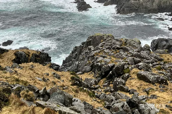 高清摄影 几块岩石坐落在覆盖着草的山坡上
