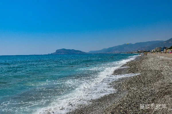 高清摄影 从海洋的海岸上看到的海滩景色