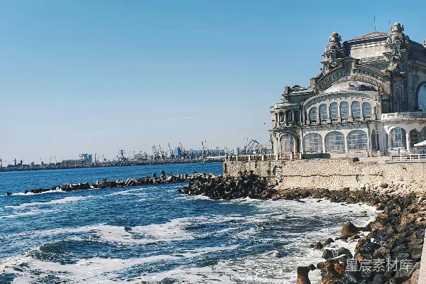 高清摄影 海边的白色建筑