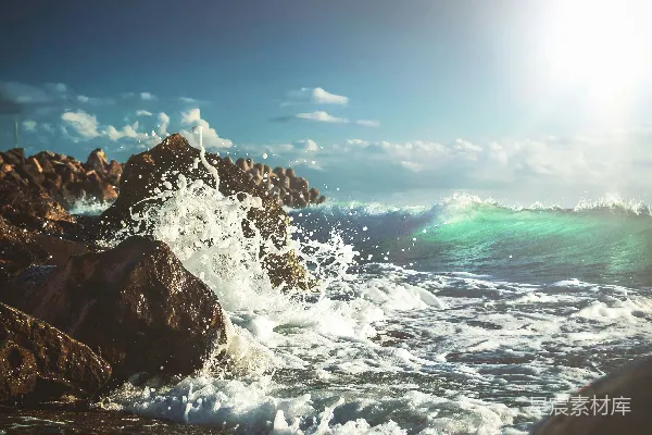 高清摄影 海浪拍打岩石