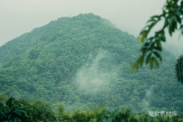 高清摄影 一座覆盖着雾气和云朵的青山