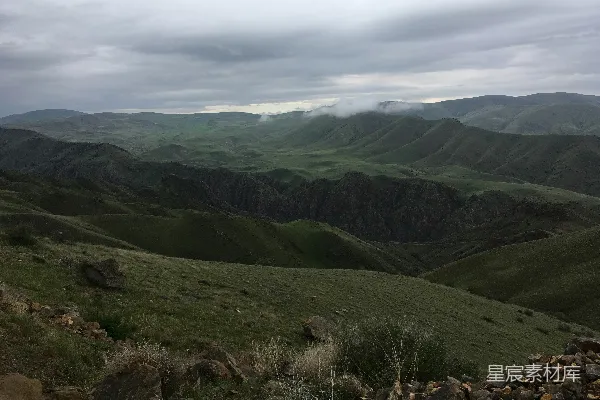 高清摄影 白天的草地和山脉