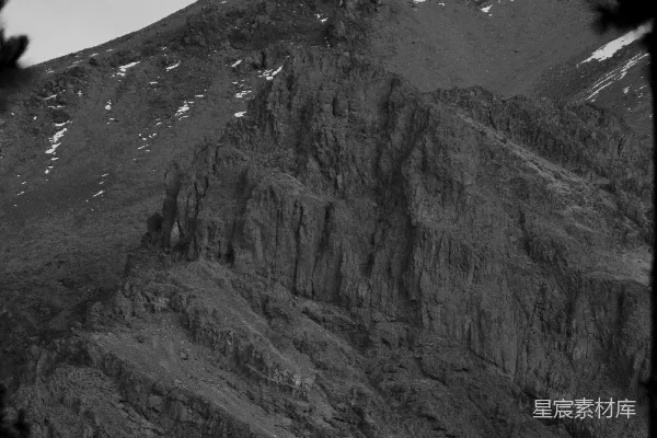 高清摄影 雪山覆盖的洛基山脉峰巅，被深色树木环绕。
