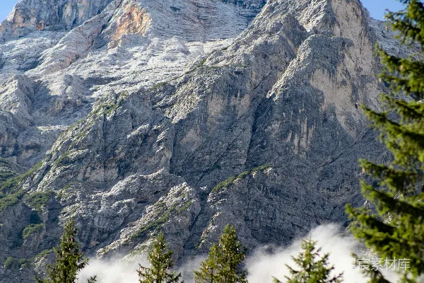 高清摄影 前景中有树木的山景