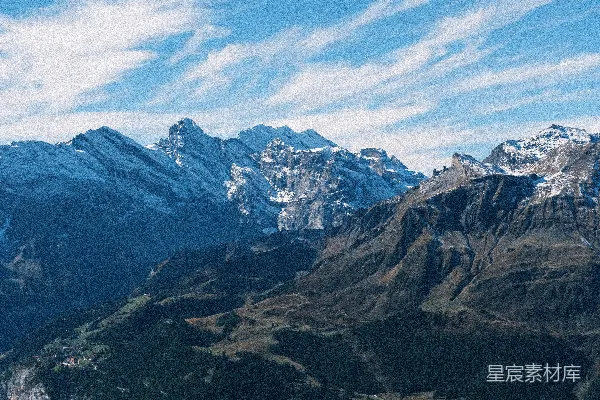 高清摄影 蓝天白云下的雪山