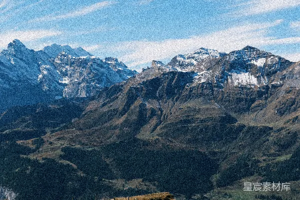 高清摄影 蓝天白云下的雪山