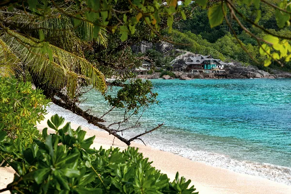 高清摄影 海滩上有房子作为背景。