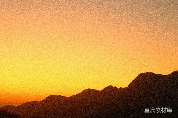 高清摄影 夕阳西下，山峦连绵。