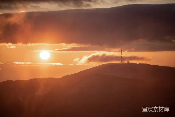 高清摄影 夕阳下山的剪影