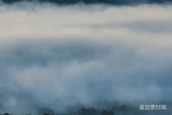 高清摄影 一架飞机飞过覆盖着云层的森林上空