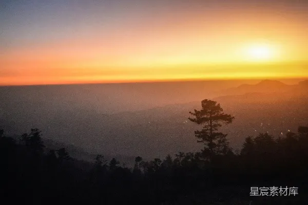 高清摄影 夕阳下的山间绿树